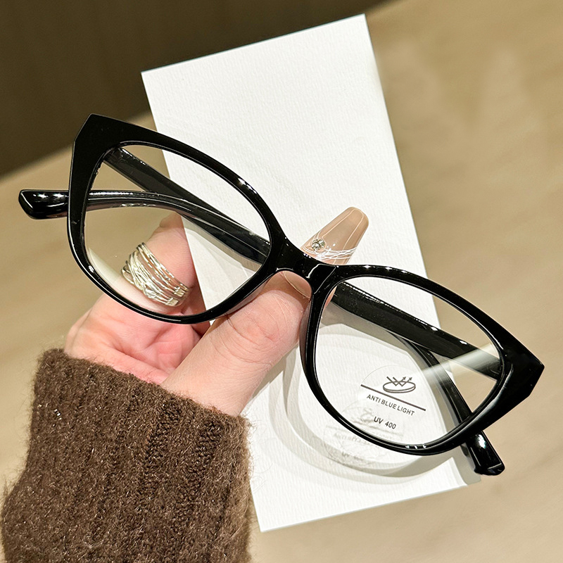 새로운 핫걸 TR90 캣아이 근시 안경테 블랙 프레임  - Anti Blue Light Film 리뷰 및 가격